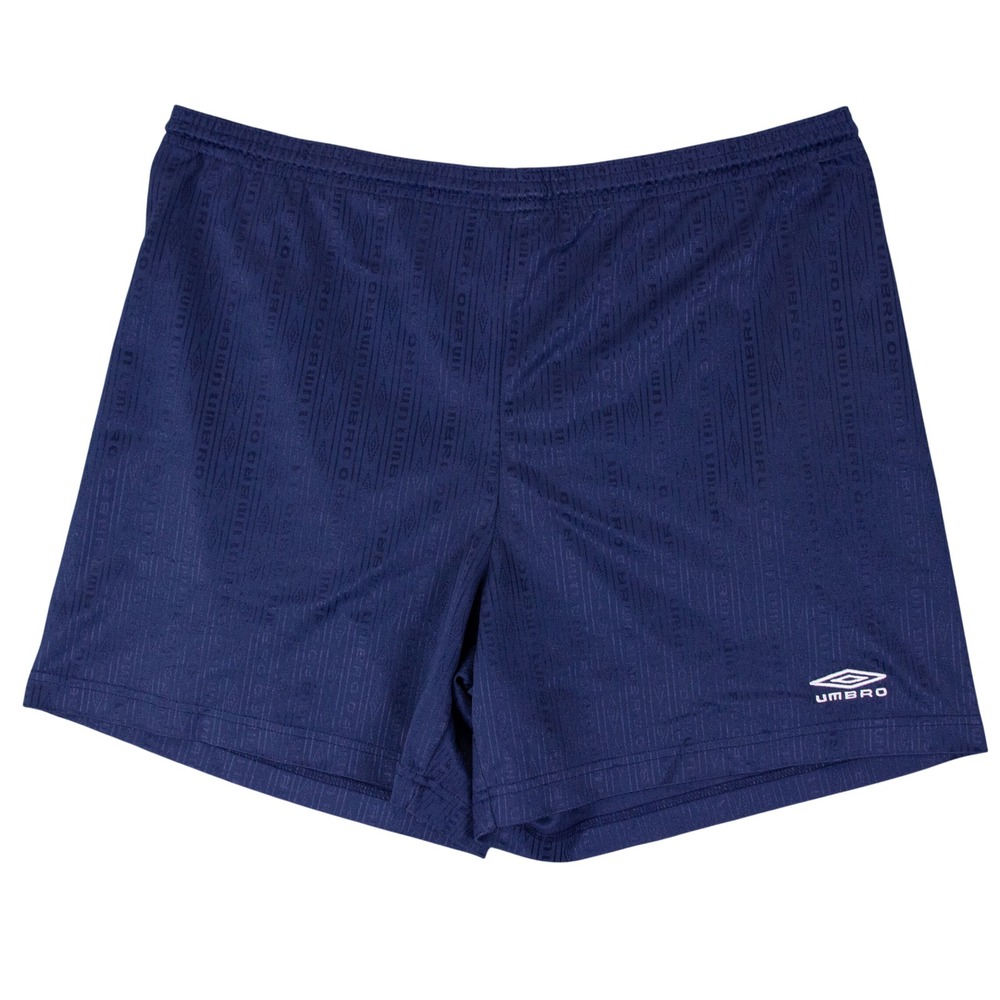 VTG Umbro Mens L Navy Blue Monogram Soccer Shorts 80s 90s Y2K Shiny